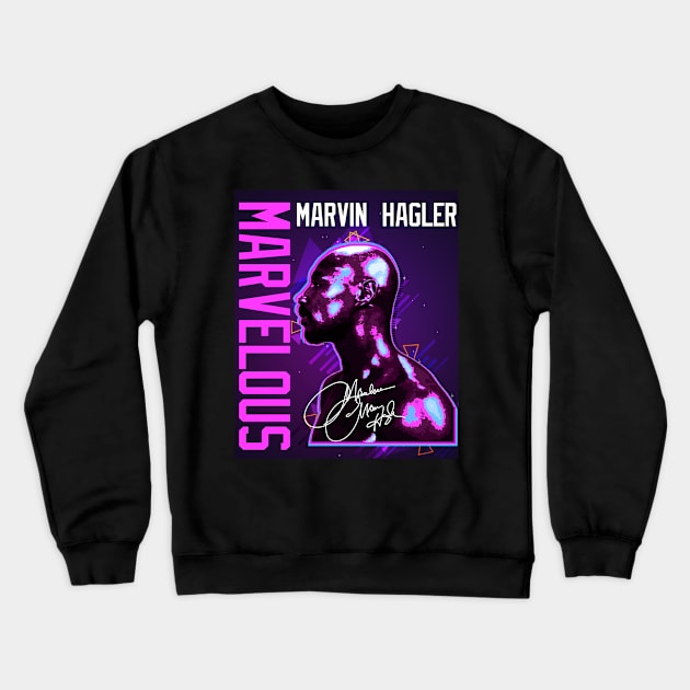 Marvelous Marvin Hagler Boxing Legend Signature Vintage Retro 80s 90s Bootleg Rap Style Crewneck Sweatshirt by CarDE